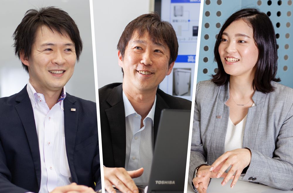 東芝能源系統株式會(huì )社 Grid Aggregation事業(yè)部能源物聯(lián)網(wǎng)推進(jìn)部 （左起依次）木村功太朗先生、新貝英己先生、丸山保奈美女士